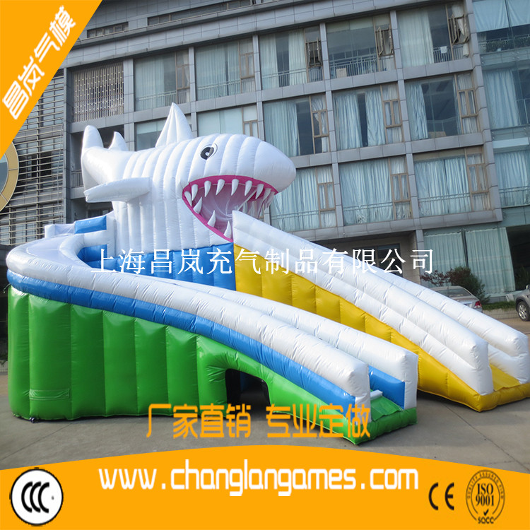 廠家直銷充氣大滑梯鯊魚水滑梯氣模定做上海出口品質(zhì) inflatable water slide shark giant slide