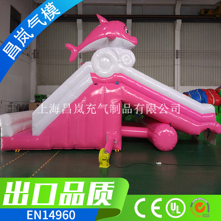 廠家直銷充氣水滑梯  inflatable slide  粉色海豚充氣滑梯 韓國風格充氣滑梯水池組合