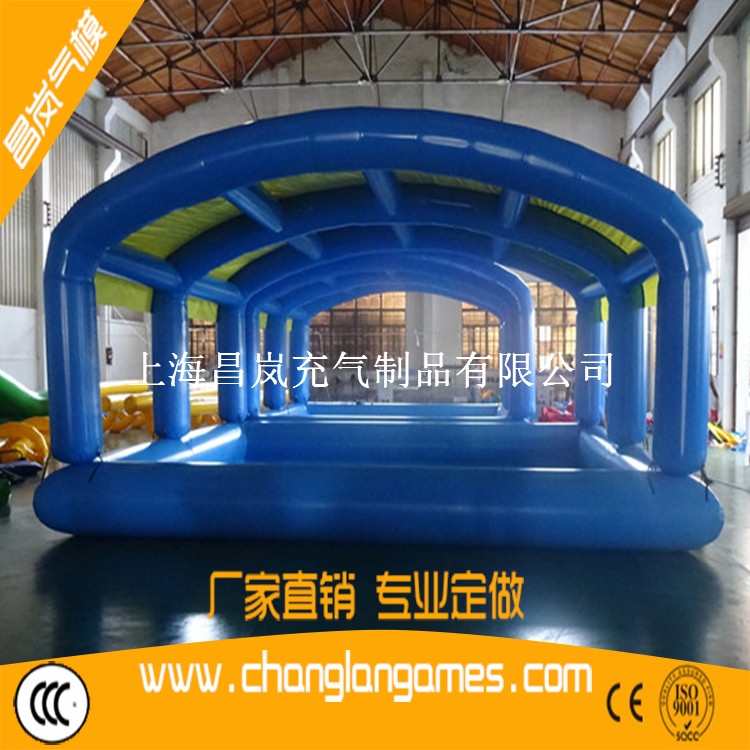 廠家直銷PVC夾網(wǎng)布高質(zhì)量充氣水池帶防嗮帳篷頂 inflatable pool with tent